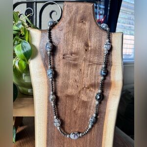 Natural Stone Dragon Vein Agate Beaded Necklace